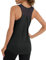Terecey Damen Sporttop Yoga Tank Top Sommer Leichte Workout Running Laufen Oberteil Ärmelloses Mesh Zurück Sportshirt, Onyx Schwarz M