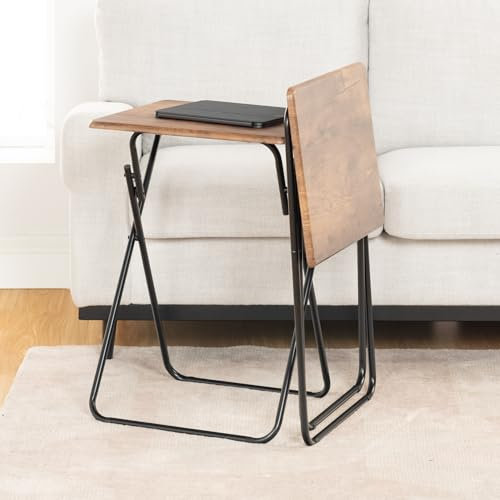 FurnitureR Mesas auxiliares Plegables, Juego de 2, Multifuncional, Mesa de Bandeja, Mesa de sofá para salón, Comedor, Oficina, marrón Vintage, 48 x 38 x 66,5 cm,