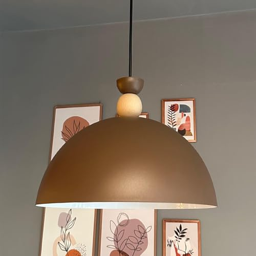 bamyum Yimpi Küchenlampe Hängend Vintage Ø30 cm, Lampenschirm Hängelampe Esstisch Küche, Pendelleuchte Wohnzimmer, Milchbraun