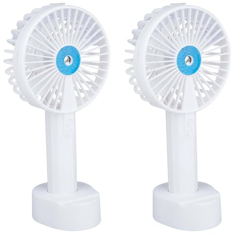 HAC24 2x Tragbarer Akku Sprühventilator Wiederaufladbar 3 Stufen Handventilator Mit Wasser Sprühnebel Hand Ventilator