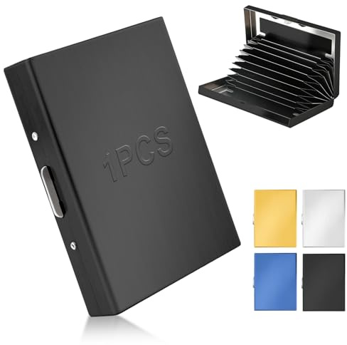 mawmuaw Porte Carte Metallique 10 Emplacements Porte Carte Visite Acier Inoxydable Porte-Carte de Crédit RFID NFC Porte-Cartes de Visite Noir pour Hommes et Femmes pour Cartes de Crédit et Bancaires