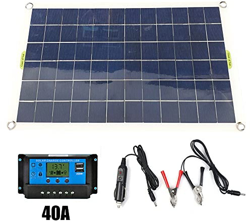 Panneau solaire monocristallin en silicium 50 W 12 V 5 V avec contrôleur de charge double sortie USB chargeur de batterie solaire pour conversion de puissance haute efficacité longue durée de vie