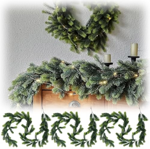 3 Stück Künstliche Tannengirlande 175CM Weihnachtsgirlande Wie Echt Tannenzweig Girlande Weihnachtsbaumschmuck Grün Garland für Treppen Tisch Wand Türrahmen, Weihnachtsdeko für Innen & Outdoor