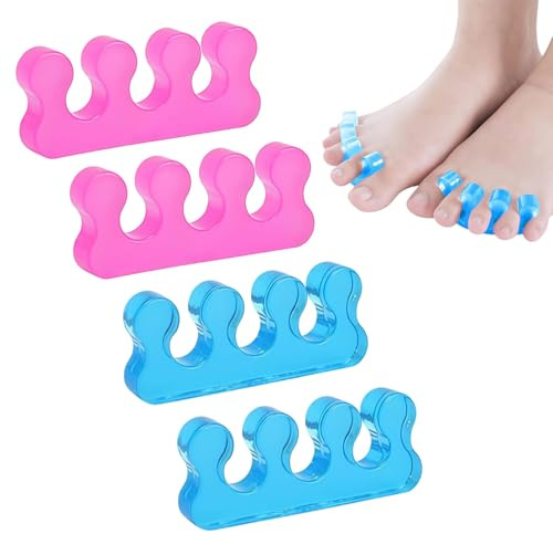 4Pcs Toe Separator Toe Separators for Nail Varnish Reusable Correctors for Silicone Toenail Dividers Overlapping Toes - Foot Realignment Toenail Polish Painting Pedicure Foot Pain Relief