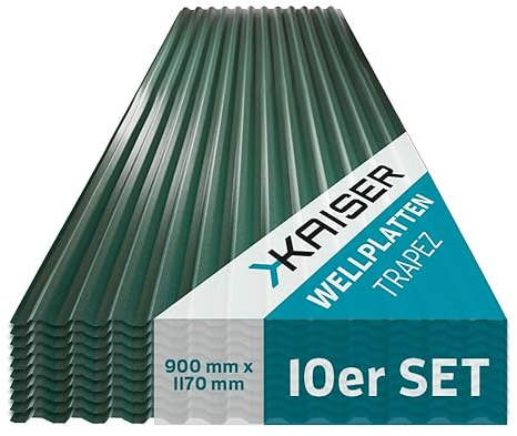 KAISER plastic® Wellplatten Grün | Wellplatten Dach, Welldach Kunststoff | Dachplatten wetterfest | Überdachung (10, 90 x 117 cm)