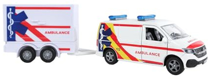 Kids GLOBE Volkswagen Spielzeug Krankenwagen mit Anhänger Diecast