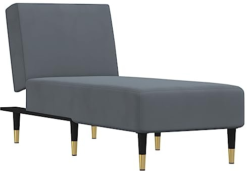 Mhdvray Chaiselongue Dunkelgrau Samt 55x140x70 cm Klappbar 3 Positionen Metallbeine Modernes Design für Wohnzimmer Balkon Schlafzimmer als Sonnenliege oder Gästebett