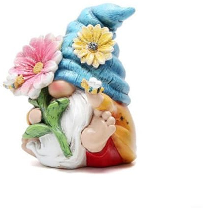 Opatiny Resin Tomte Gnome Garden Ornament, Ch whimsical Outdoor Lawn Statue for Patio and Yard Decoration, 1 Pack(Blue cap)