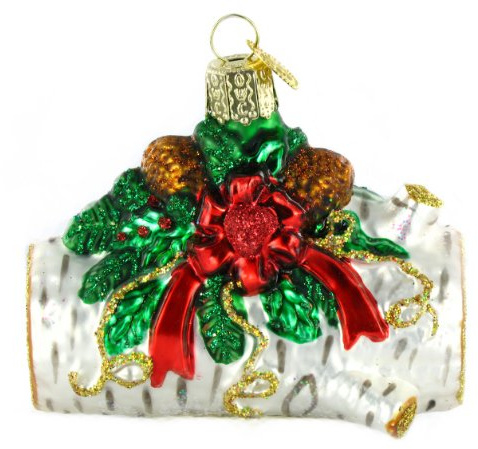 Old World Christmas Yule Log Glass Blown Ornament for Christmas Tree, Handcrafted Holiday Decoration, Holiday Dessert Collection