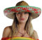 Herren Hut Mexikanischer Sombrero Blau + Schwarzer Schnurrbart Modisches Accessoire Für Verkleidungen Strohhut Junggesellenabschied Clubbing Ausgehen Bandit
