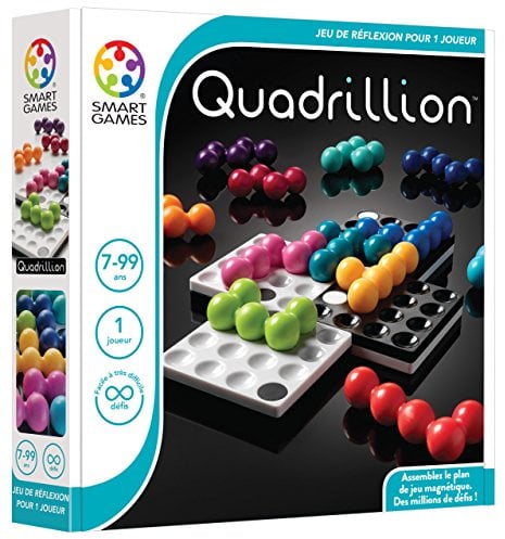 SmartGames - Quadrillion - Jeu Solitaire Magnétique - Jeu de Réflexion - 80 Défis de Différents Niveaux - Facile à Manipuler - 1 Joueur - pour Enfants à Partir 7 Ans