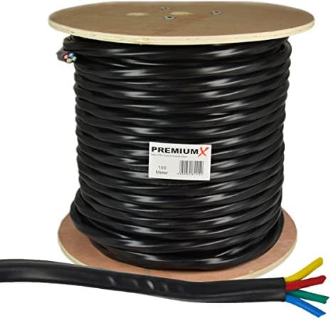 Premium X 100m Basic PRO Quattro Quad Koaxial SAT Kabel 90dB 2-Fach geschirmt Antennenkabel 4in1 Koaxialkabel Schwarz