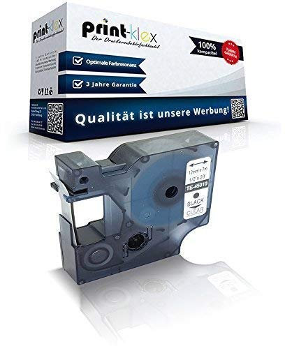 Print-Klex Schriftband kompatibel für Dymo D1 45010 1000 1000 Plus 2000 3500 5500 Labelmaker 4500 Pocket Labelmanager 100 Labelmanager 100 Plus S0720500 12 mmx7 m BK/Klar - Office Plus Serie