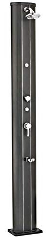 O'CLAIR Douche Solaire Droite alu Noir 40 l avec rince-Pieds et brumisateur