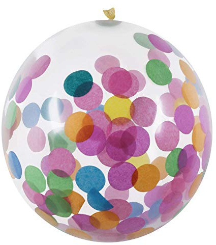Boland 31050 - Latexballons Konfetti, 5 Stück, Größe ca. 30 cm, Transparent, mit buntem Konfetti befüllt, Luftballons, Geburtstag, Gartenparty, Mottoparty, Hängedekoration, Karneval, Hochzeit