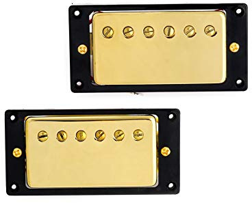 Metallor Micro Humbucker à double bobinage avec manche et chevalet compatible avec les pièces de guitare électrique de style LP Doré