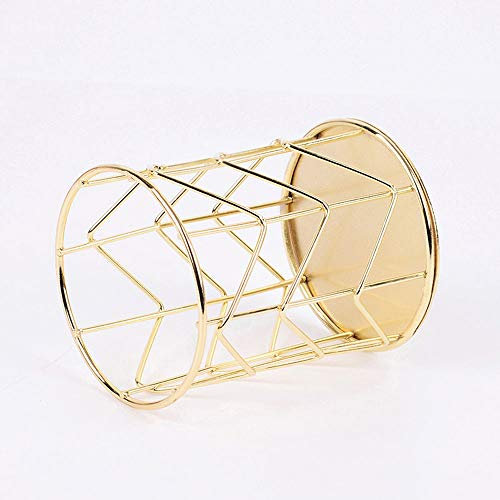 1/2 Pcs Hollow Pen Holder Pot Gold/Rose Gold Metal Mesh Round Mini Makeup Brushes Storage Basket Desk Tidy Office Organizer for Office School