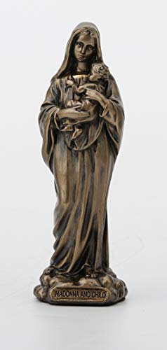 Veronese Design Madonna und Jesuskind, Jungfrau Maria aus Gießharz, handbemalt, Antik-Bronze-Finish, Heimdekoration