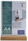 Exacompta 84258D Tischaufsteller mit Holzsockel DIN A4 Hochformat aus hochwertigem Acryl beidseitig verwendbar UV beständig Prospektschild Flyerhalter Tischschild Prospekthalter transparent