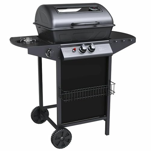 Mediawave Store - Barbecue à gaz en pierre de lave SG G2083G Réchaud et grille chromée 2,9 kW - Barbecue pour maison et jardin, barbecue grill BBQ avec roulettes