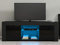 TV Stand Television Stands TV Console Unit 2 Doors Storage Cabinets With Glass Shelf RGB LED Lighted for TVs up to 50Inches (Black)