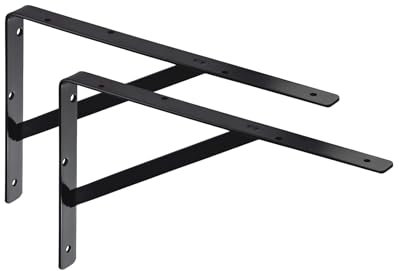 ALPENSTAHL Schwerlastwinkel [ATHENA] 2 Stück Regalwinkel I Tiefe 600 mm I Schwerlastkonsole Schwarz I Wandhalterung Regal Tragkraft 300 kg I Winkel Metall massiv | Metallwinkel 90 grad