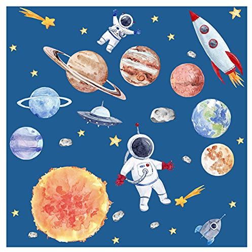 Little Deco Wandsticker Wandtattoo Kinderzimmer Jungen Weltall Raumschiff Wandaufkleber Sonnensystem Planeten Raketen Wandbild Sonne Kinder Sterne DL701-4