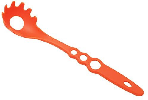 4-in-1 Large Measure Portion Control/Nylon Spaghetti Spoon/Spoon Strainer/Spaghetti Measurer Tool Quick Pasta Measuring Tool With 3 Different Sizes Measuring Holes,For Kitchen Cooking Tool ORANGE】