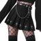 L&ieserram Frauen Y8k A-Linie Kurzer Rock Minirock Hohe Taille Kariert Faltenrock Tennis Verband Spitze Dekoration Basic Rock Hot Girl Gothic Punk Mini Schwarz Rock (Schwarz Kreuz, XL)