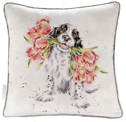 Wrendale Designs Kissen Blooming With Love, Hund, Baumwolle, 40cm x 40cm
