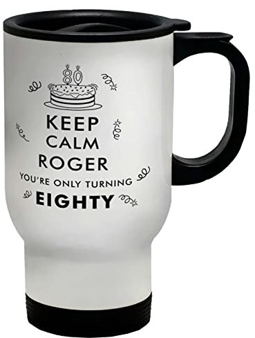 Shopagift Personalised Keep Calm You're Only Turning 80 Travel Mug Gift Cup