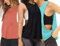 Damen Trainieren Fitness Tanktops Abgeschnitten Ärmellos Fitnessstudio Yoga Betrieb Sportlich Hemden Schwarz-Blau-Orange L