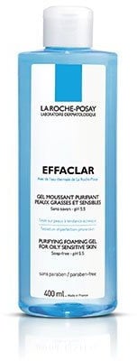 Cosmética femenina de la marca La roche posay, limpieza facial, Effaclar gel Moussant 400 mililitros