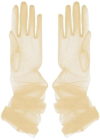 inlzdz Damen Transparent Handschuhe Tüll Hochzeit Braut Handschuhe Fingerhandschuhe Strumpfhose Vollfinger Dessous Accessoires Elegante Party Cocktail Champagne One Size