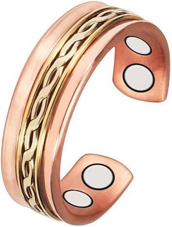 EnerCoppeX Kupferring für Arthritis und Gelenke, Magnettherapie-Ring aus reinem Kupfer, 3500 Gauss effektiver Magnet, gesundes Schmuckgeschenk (CPR-0169R-S)