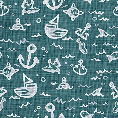 HEKO PANELS Stoff Oxford Wasserdichte Meterware Canvas-Stoff Polyester Stoff Zum Nähen Nähstoffe Möbelstoffe Dekostoffe Handwerken Wasserabweisend Blickdicht Segelboote Anker 2 Meter 155 x 200 cm