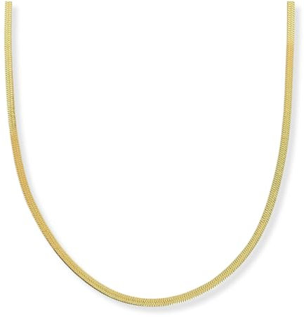 GOLDENCAT Collana Zoe, collana piatta a serpente, catena piatta dorata, girocollo oro acciaio, collana clavicola, lunghezza 350 mm, prolunga 50 mm, acciaio inossidabile, bagno oro 14 carati, 3 mm,