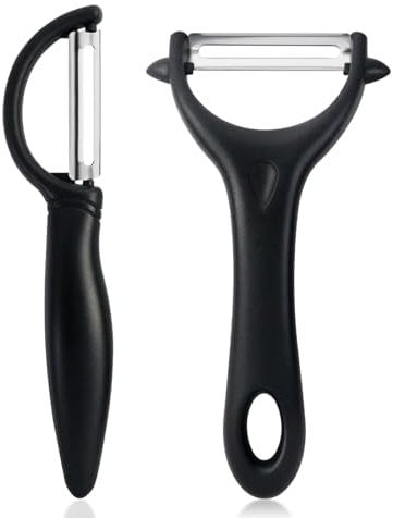 Redamancy 2 pièces Éplucheur Universel, Couteau Eplucheur Cuisine pour Fruits et Légumes, Professionnel Econome Legume, Extra Tranchant, Double Tranchant, Manche Ergonomique, Noir