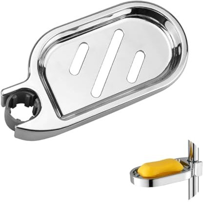 Adjustable Shower Rail Soap Dish, Clip-on Bathroom Soap Holder ABS Soap Dish
