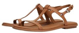 Tommy Hilfiger Damen Sandalen aus Leder, Braun (Summer Cognac), 37
