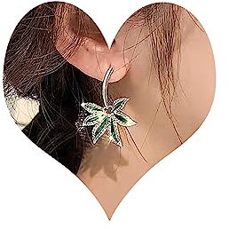 Inateannal Vintage Smaragd Topf Blatt Ohrringe Grünes Blatt Tropfen Ohrringe Grün Marihuana Blatt Ohrringe Gold Cz Blatt Baumeln Ohrringe Schmuck Für Frauen Und Mädchen