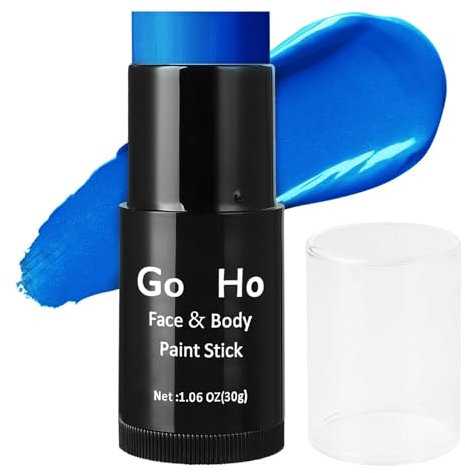Go Ho Cream-Blendable Blue Face Paint Stick (1.06 Oz),Blue Full Body Paint Stick for Adults Children Halloween Cosplay SFX Makeup,Waterproof