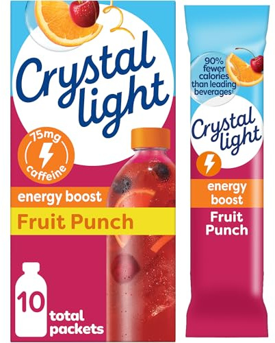 Crystal Light Energy Boost Fruit Punch Drink Mix, 10 ct On-the-Go Päckchen