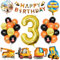 Bagger Deko Kindergeburtstag 3, 29Pcs Partyzubehör für den Bau mit Banner,Ballon Zahlen 3 mit Bulldozer, Gabelstapler Bagger Luftballons für Jungen Kinder Bauparty Geburtstags party Dekorationen