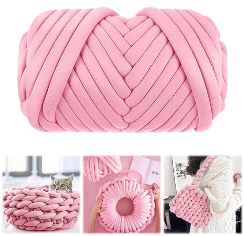 Chunky Yarn Wolle, 25M Rosa Sperrige Armstricken Wolle, Roving Garn zum Handstricken Häkeln, Sperriges Strickgarn, Wolle Super Chunky Garn, Core Yarn für Armstricken Decke und Kunsthandwerk(500g)