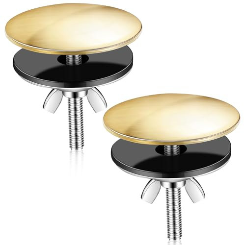 2 piezas de 2 pulgadas para agujero de fregadero de cocina, cubierta de agujero de grifo, cubierta de acero inoxidable para fregadero de cocina, tapa de tapón de metal (oro cepillado)