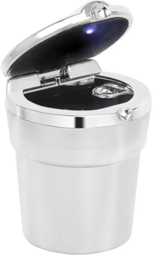 Auto Aschenbecher Für Audi A1 8X (3-door) 2012-2018, Auto Tragbarer Zigarettenaschenbecher MüLleimer Mit Deckel Geruchshemmendes Multifunktionales Reisezubehör,A/White