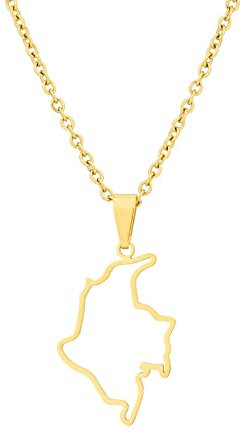 Modischer Kolumbien-Landkarten-Halsketten-Anhänger – 2,6 Cm Umriss-Kolumbien-Karte-Anhänger-Halskette,Karte Von Kolumbien-Halsketten,Schlüsselbeinketten-Halsketten-Schmuck,Gelb,50 Cm Oder 19,7 Zoll