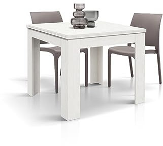 KONTE.DESIGN Tavolo LIPARI finitura bianco frassinato allungabile a libro 90×90 cm – 180×90 cm