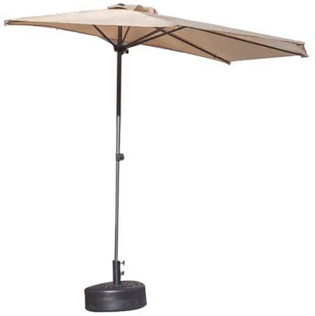 Sonnenschirm Halbrund, Sonnenschirm Balkon, Halber Sonnenschirm, Halber Regenschirm, Druckknopf-Hebeverstellung, Marktschirme für Wand, Balkon, Garten, Deck, Café (Color : Beige)